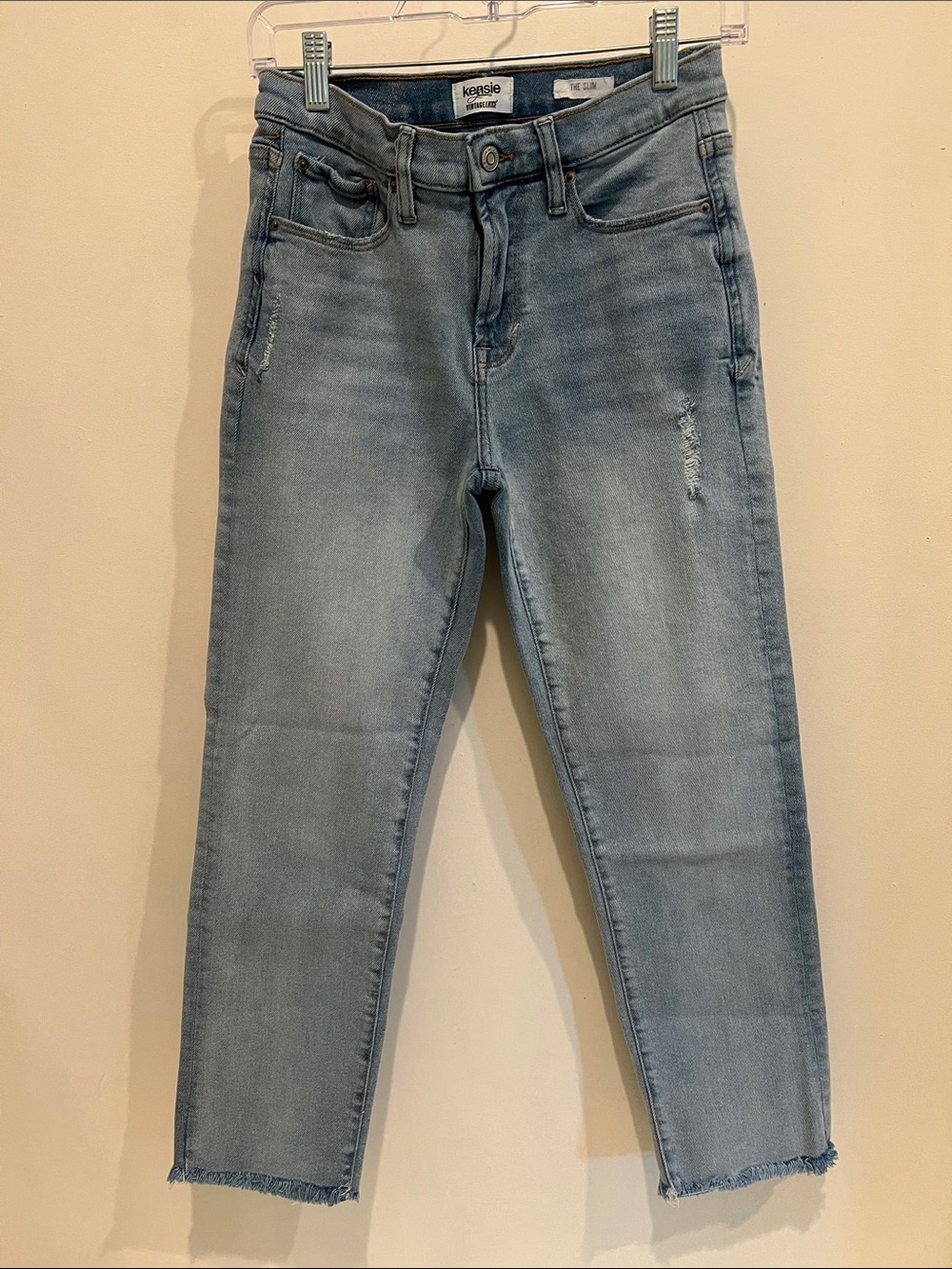 Kensie Washed Light Blue High-Rise Ankle Skinny Jeans